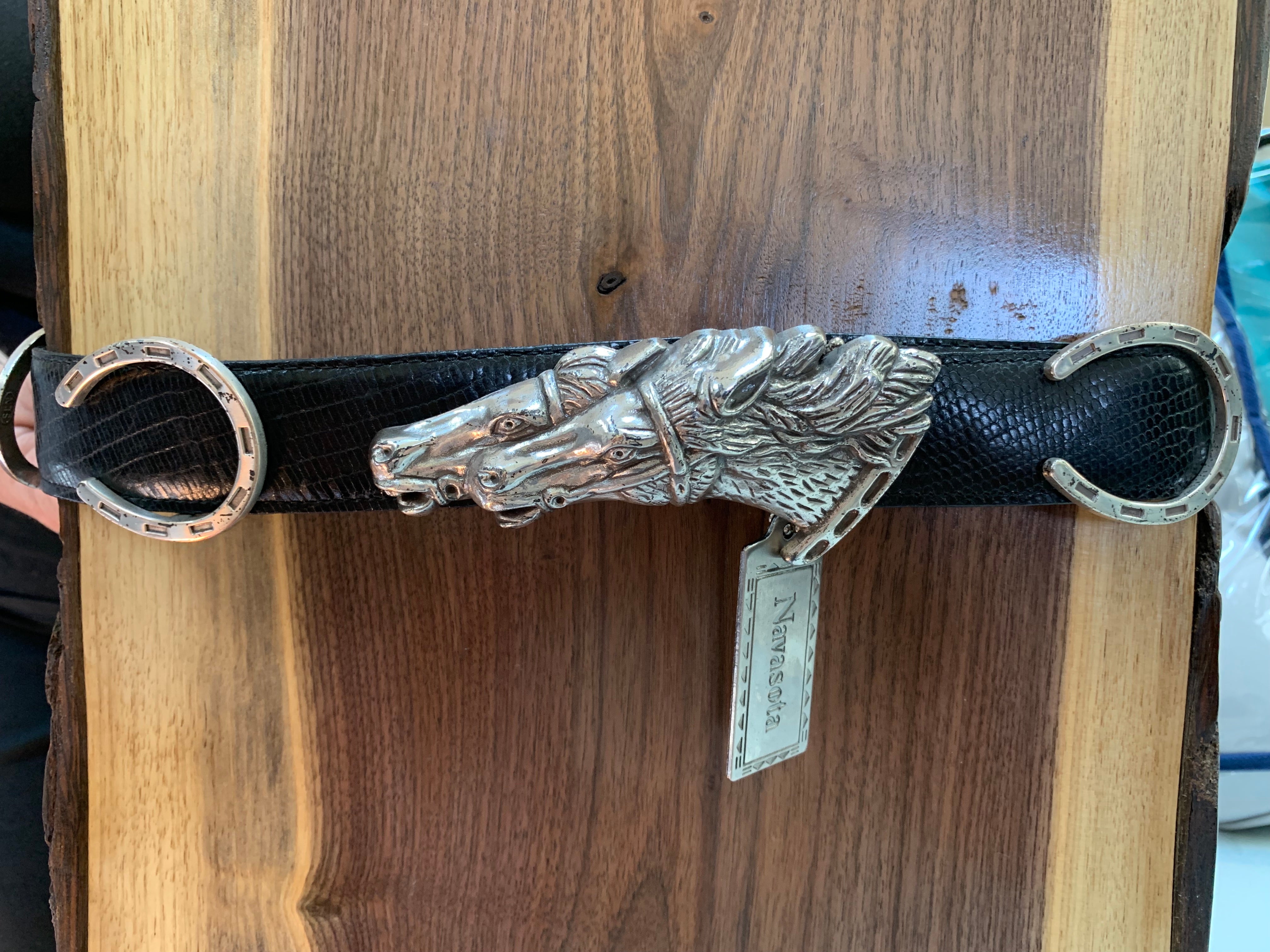 Consignment Black Navasota Horse Head Belt L Baker's Saddlery