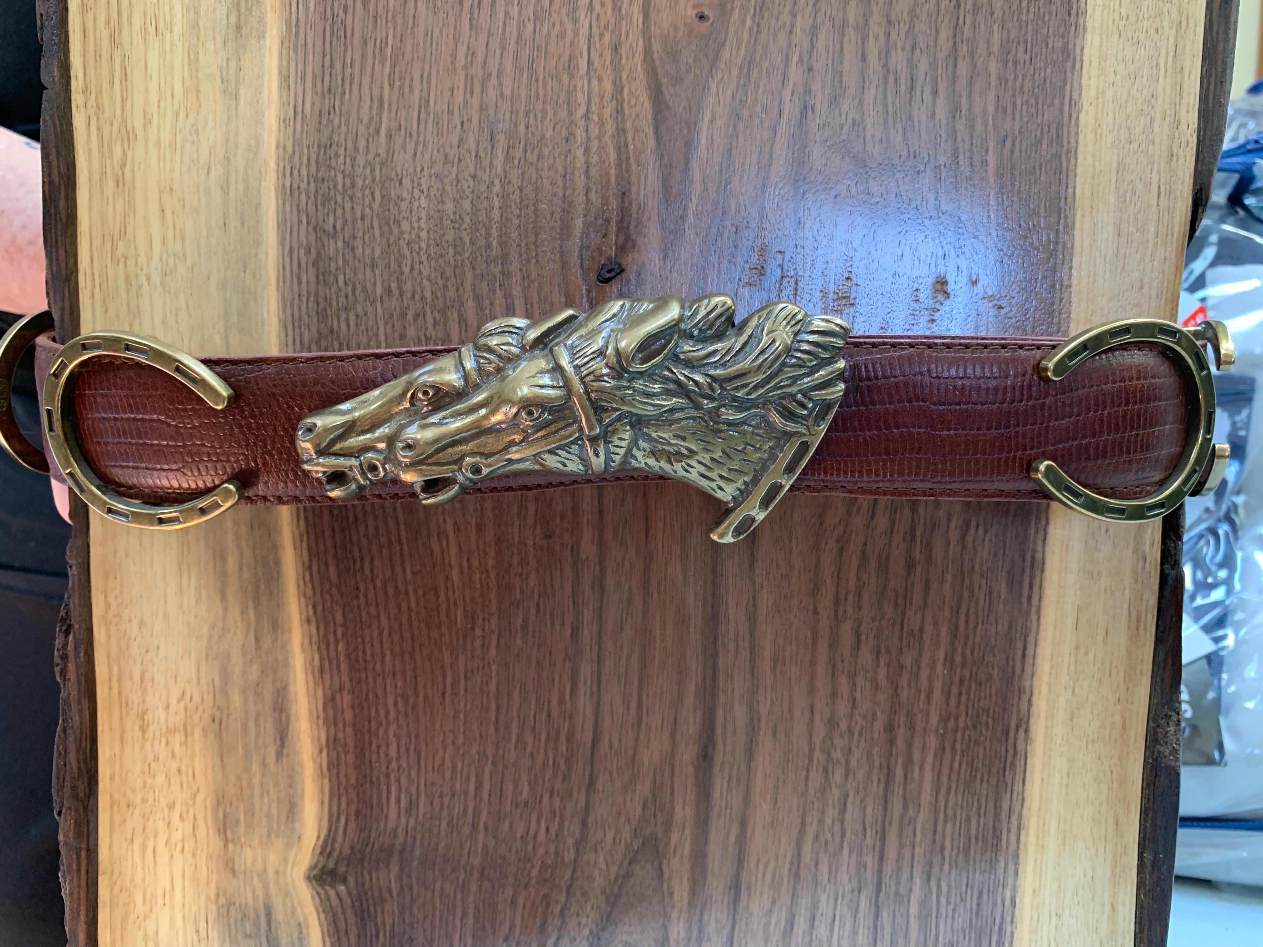 Consignment Brown Navasota Horse Head Belt Baker's Saddlery